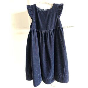 Polarn O Pyret Navy Glitter Sparkly Velour Dress 110/116 4-6Y